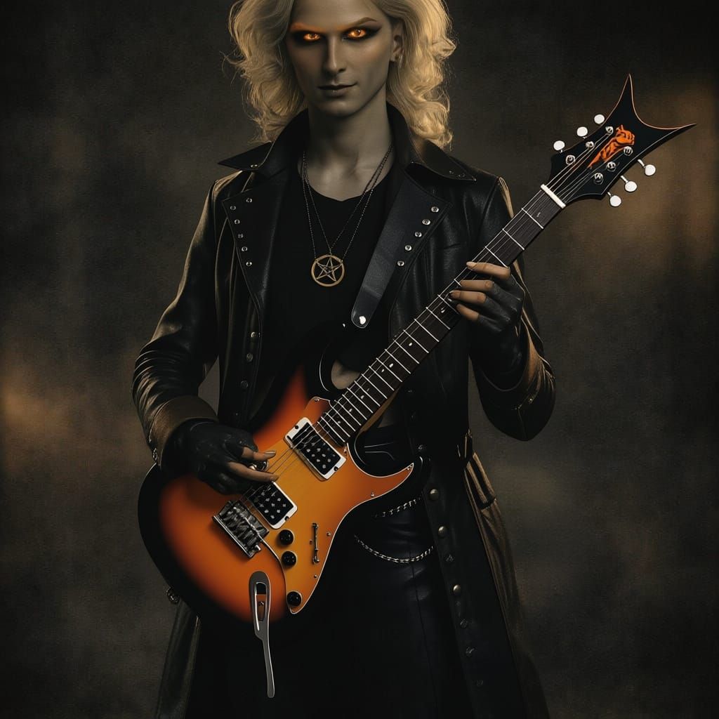 80s Handsome Satan with Blonde Hair and Orange Eyes