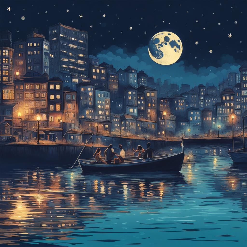 Hippie Couple's Moonlight Swim Adventure