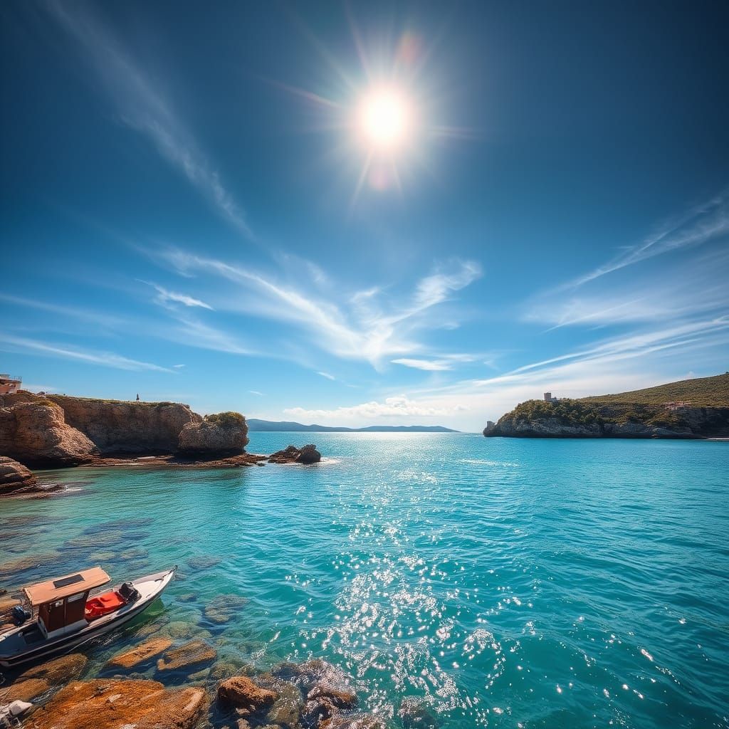 Mediterranean Coastline: Hyperrealistic Summer Sea Photograp...
