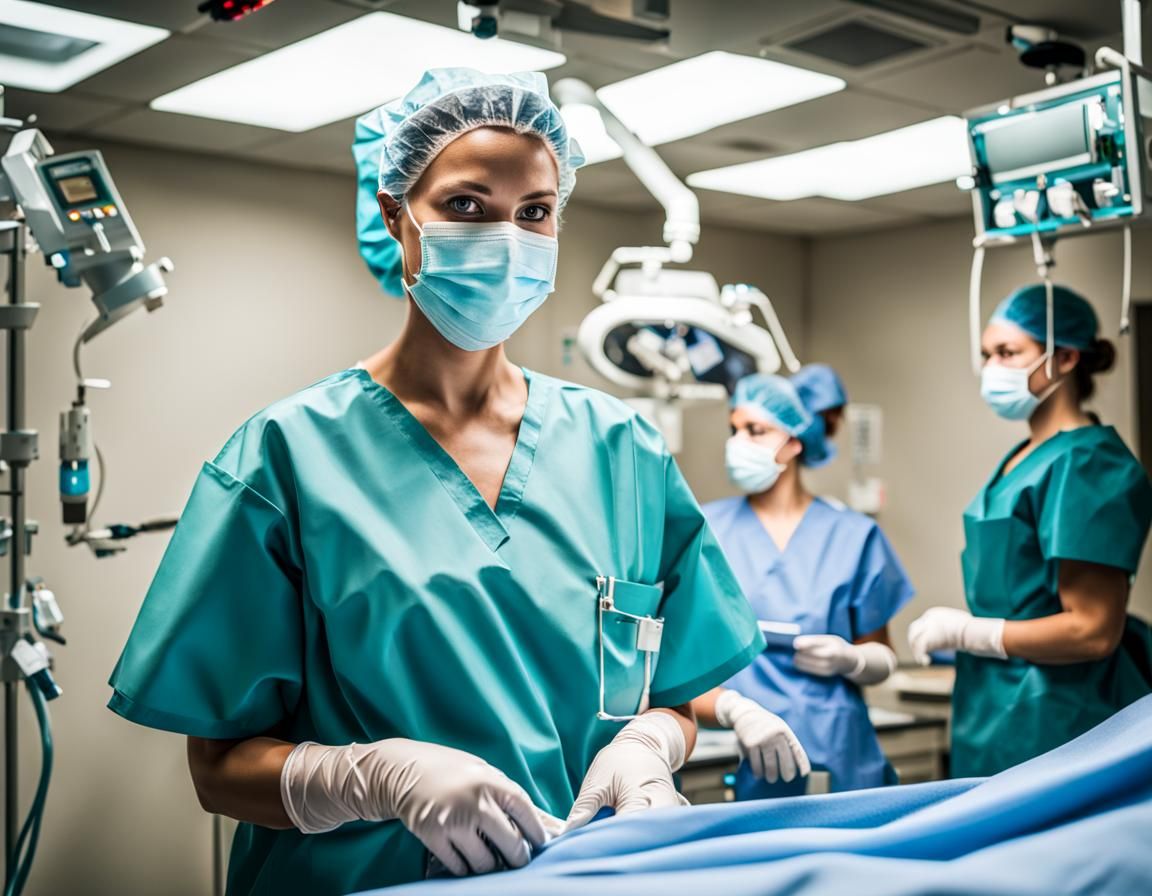 Female Nurse in Operating Room with Surgical Gear