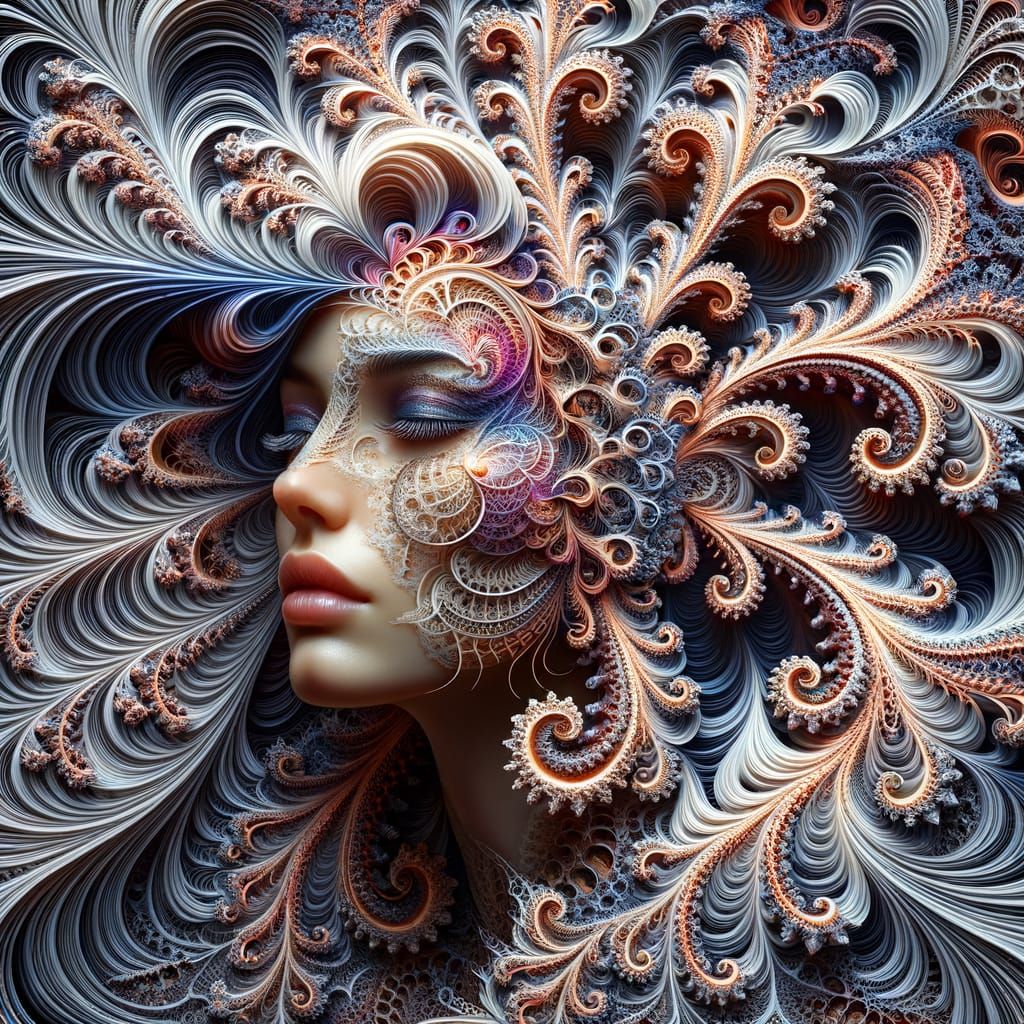 Fractal Portrait of a South Asian Woman in 3D