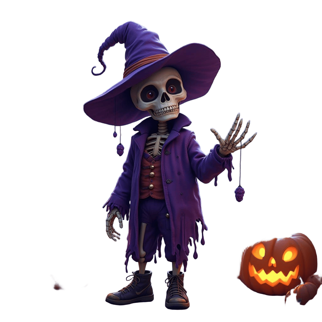 Cartoon Halloween Skeleton: Detailed Matte Painting
