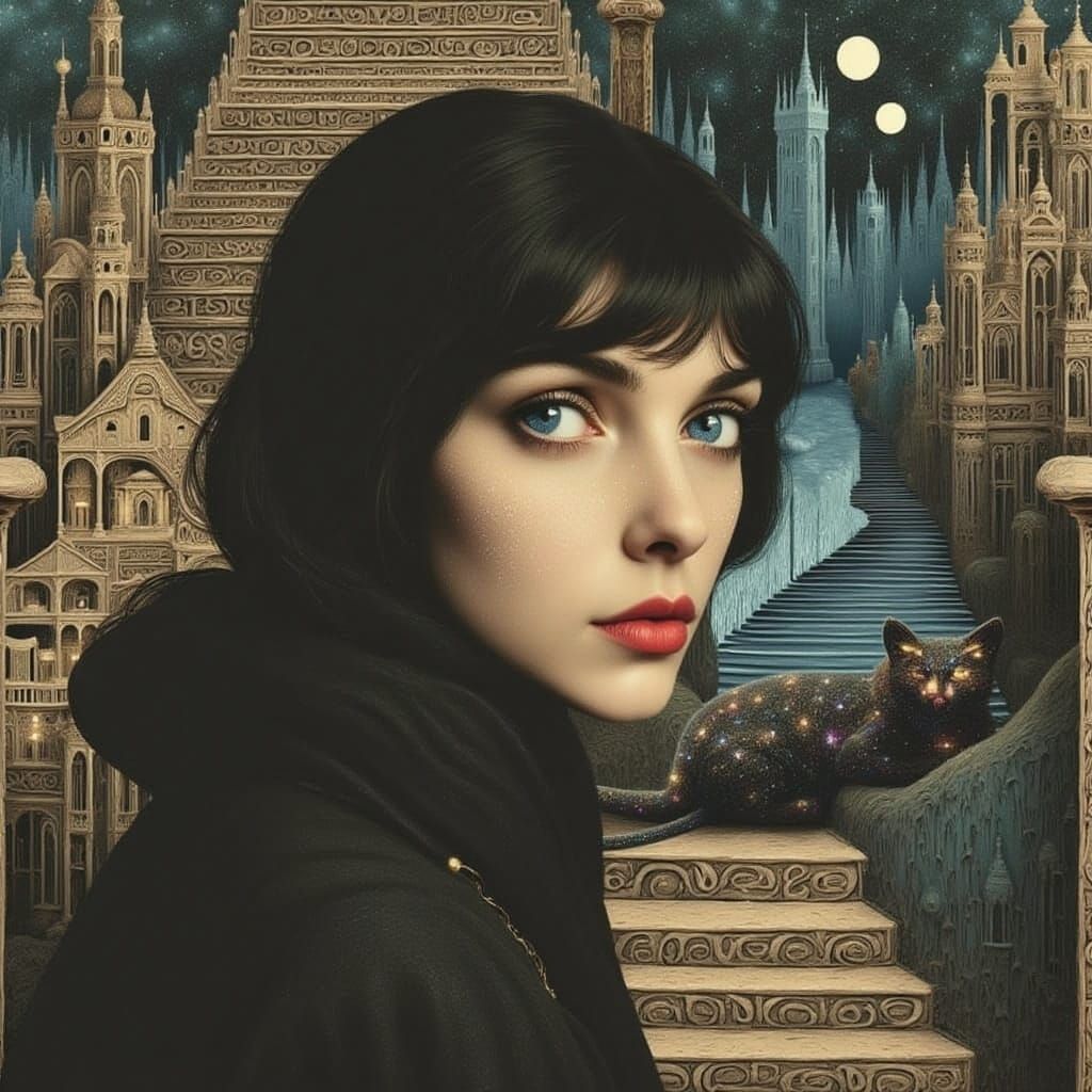 Enigmatic Dreamer: A Psychedelic Portrait of Elegance