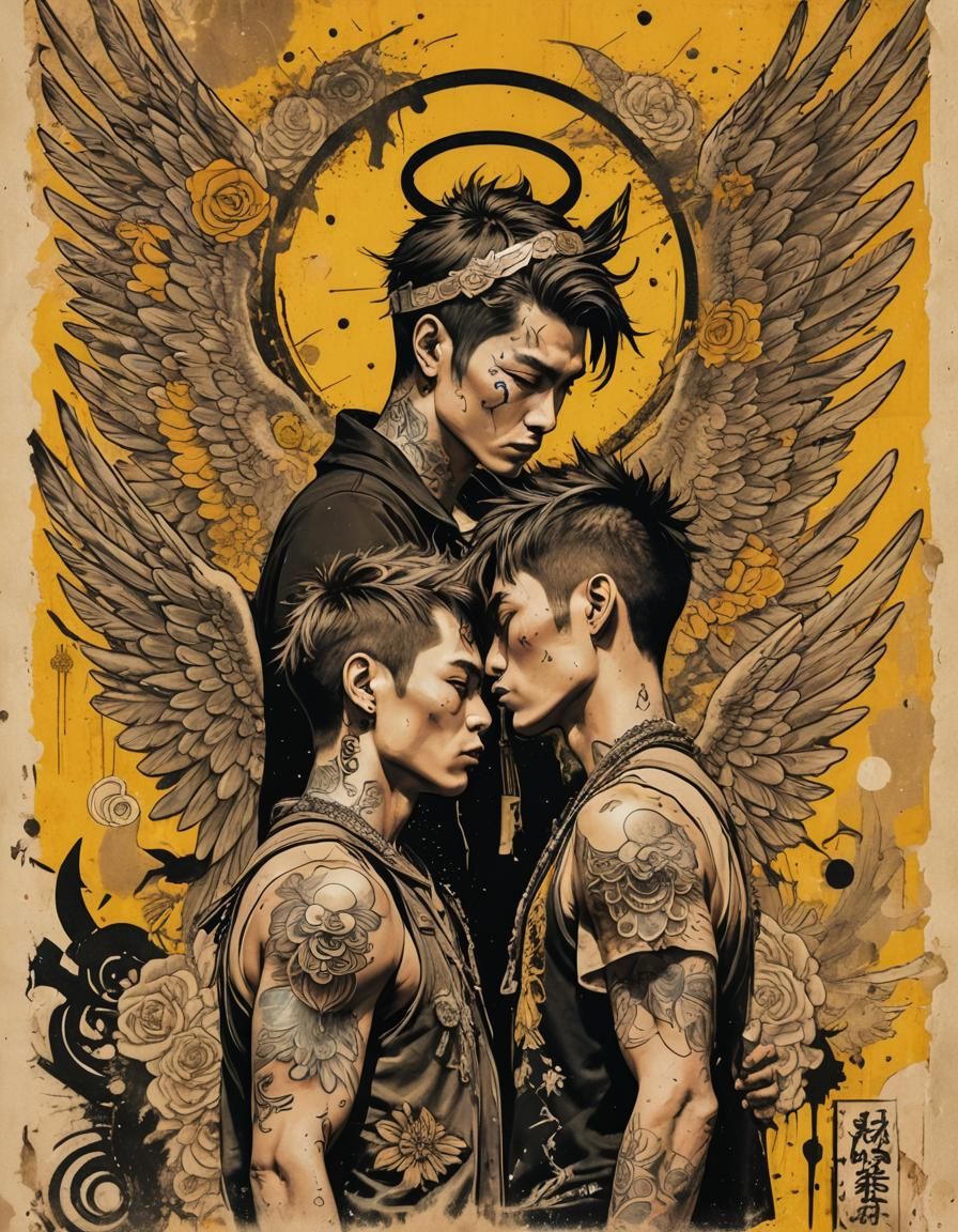 Grindhouse Poster of Kissing Youths in Dieselpunk Style