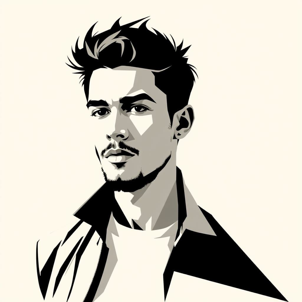 Minimalist Low Poly Ink Portrait