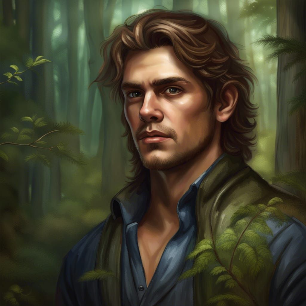 Fantasy Man in Forest Digital Painting
