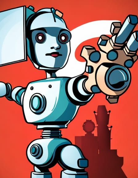 Futuristic Robot Holding "I'm Human" Sign