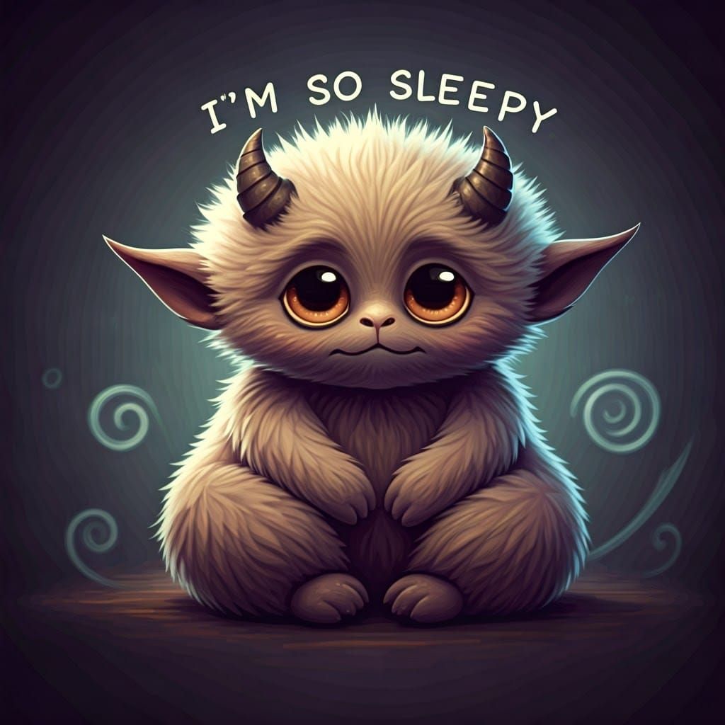 Whimsical Demon Slumbers in Dreamy Haze