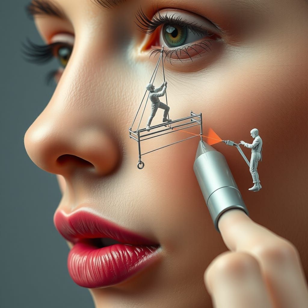 Photorealistic Isometric Diorama of a German Woman's Cheek a...