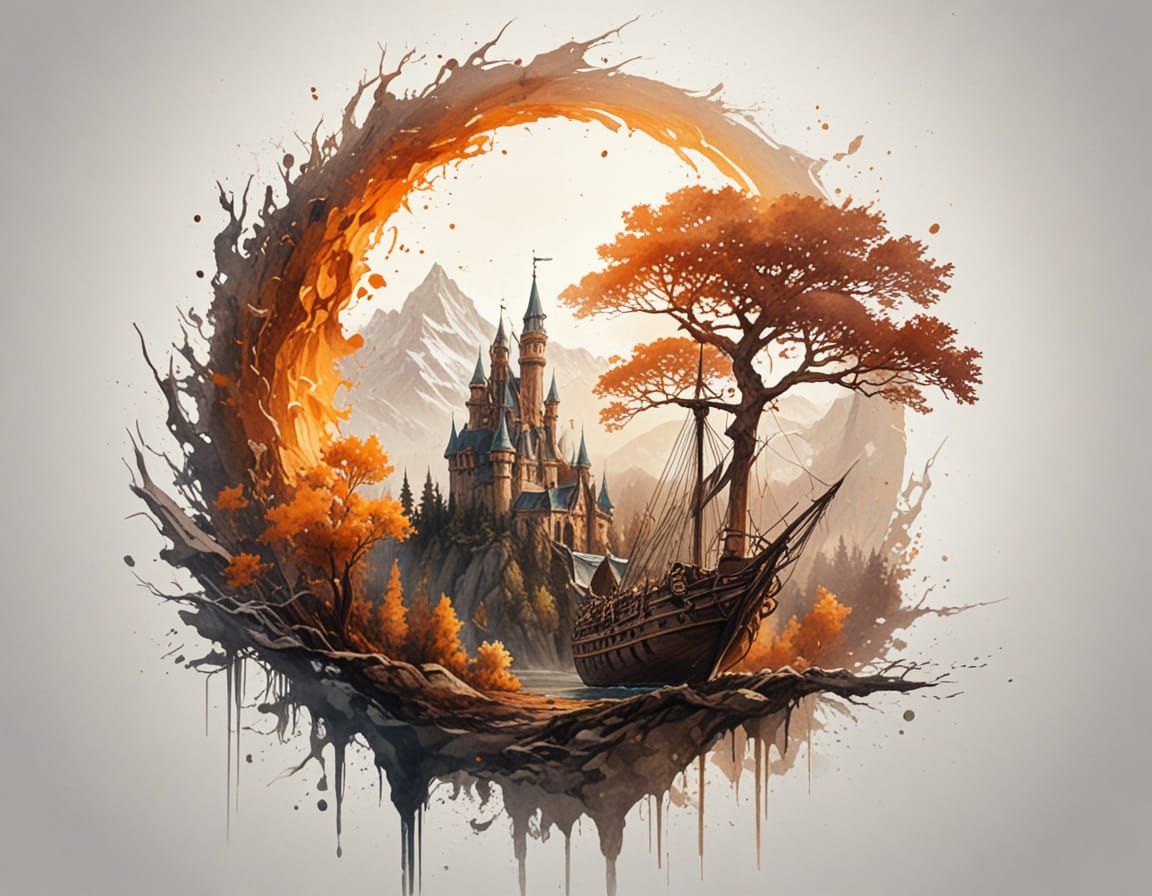 Epic Fantasy Castle on Forested Hill