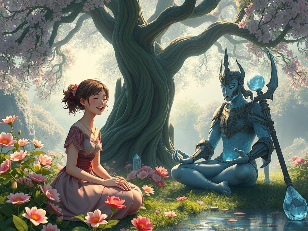 Deceptive Paradise: Anime Fantasy Scene