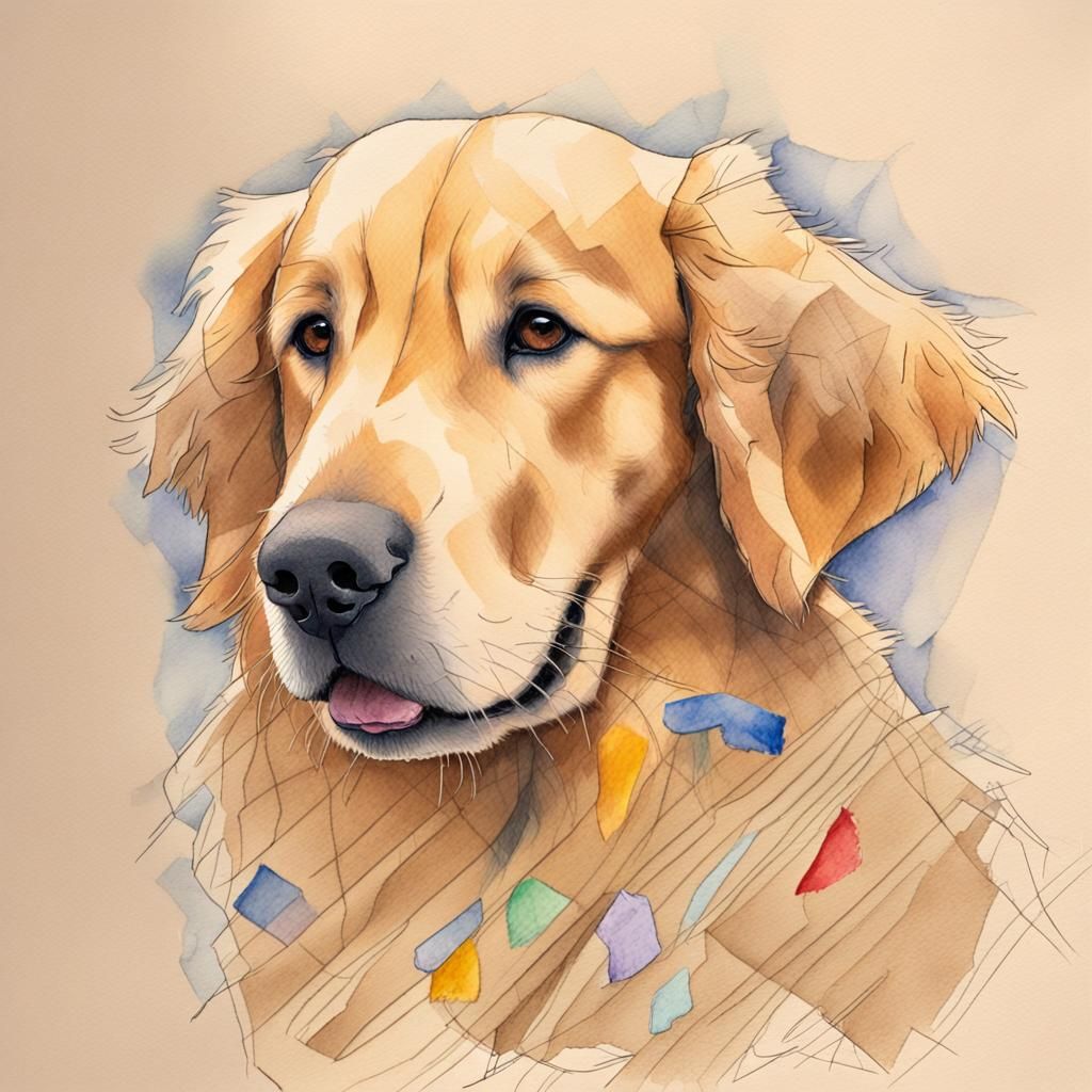 Golden Retriever Puppy Mischief: Color Pencil Looney Tunes P...