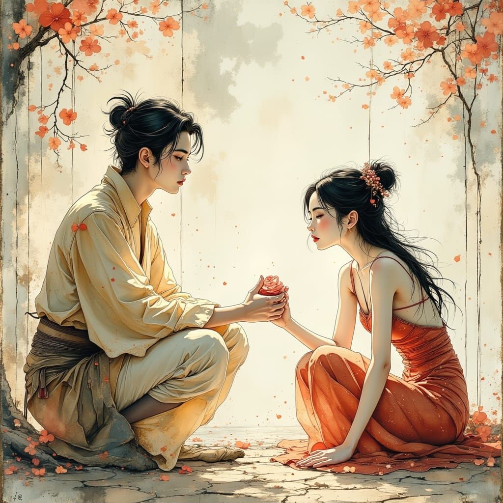 Japanese Princess and Village Man Share Intimate Moment