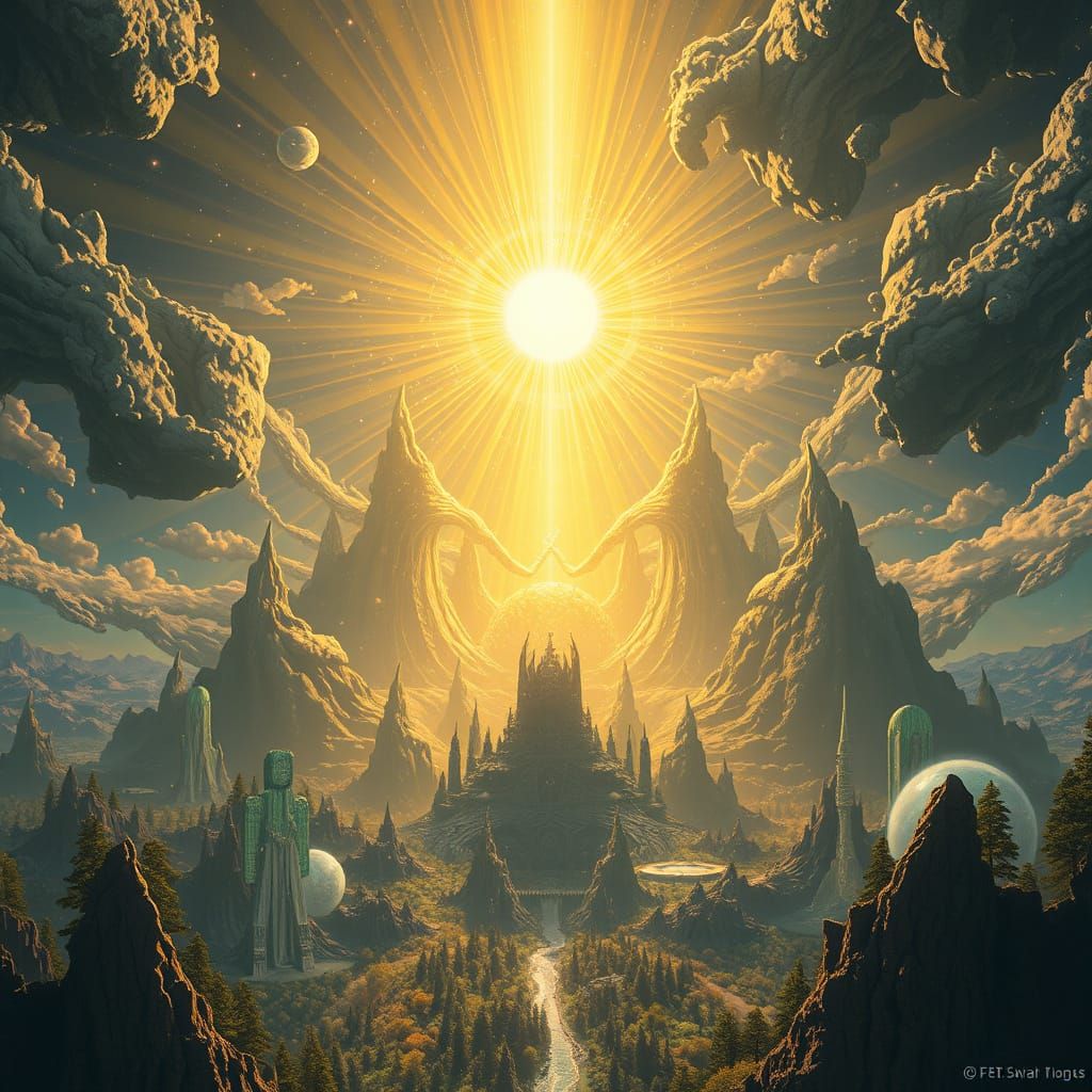 Cosmic Being Basking in Golden Light