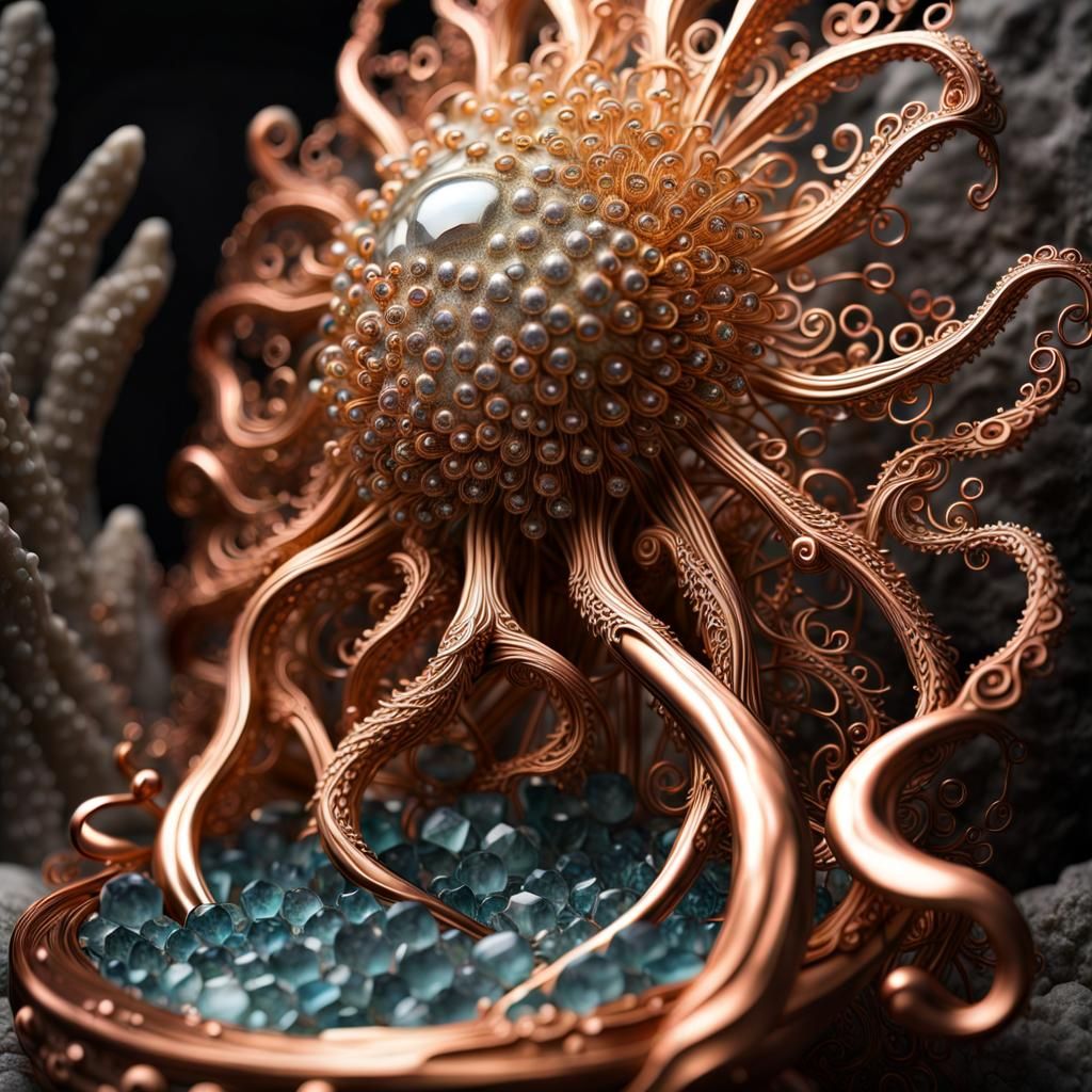 Crystal Kraken Sculpture with Aztec Details