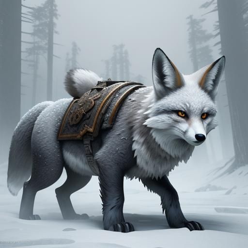 Scarred Fox Wanders Through Winter Forest: Matte Painting