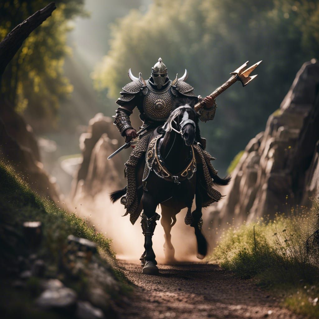 Giant Armored Sorcerer Blocks Travellers' Path