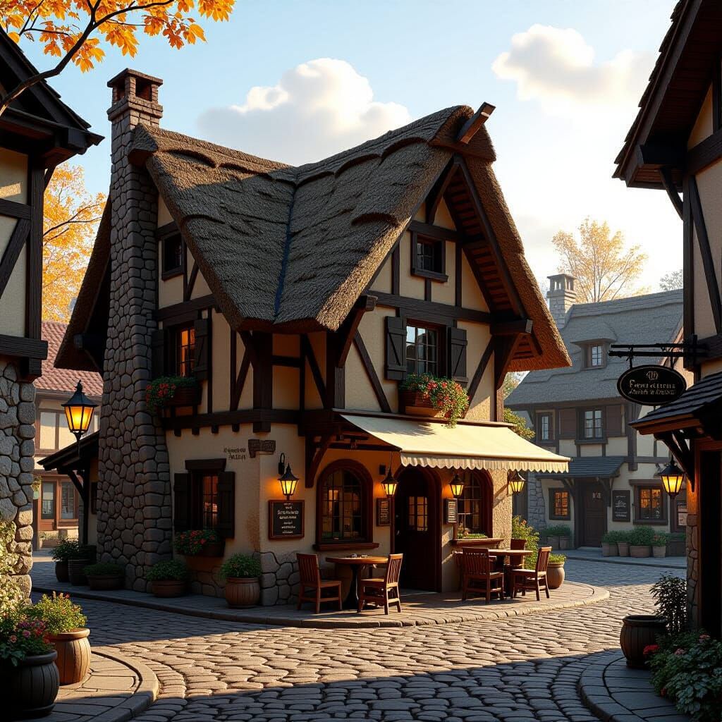 Rustic Tavern & Town Hall with Straw Roof