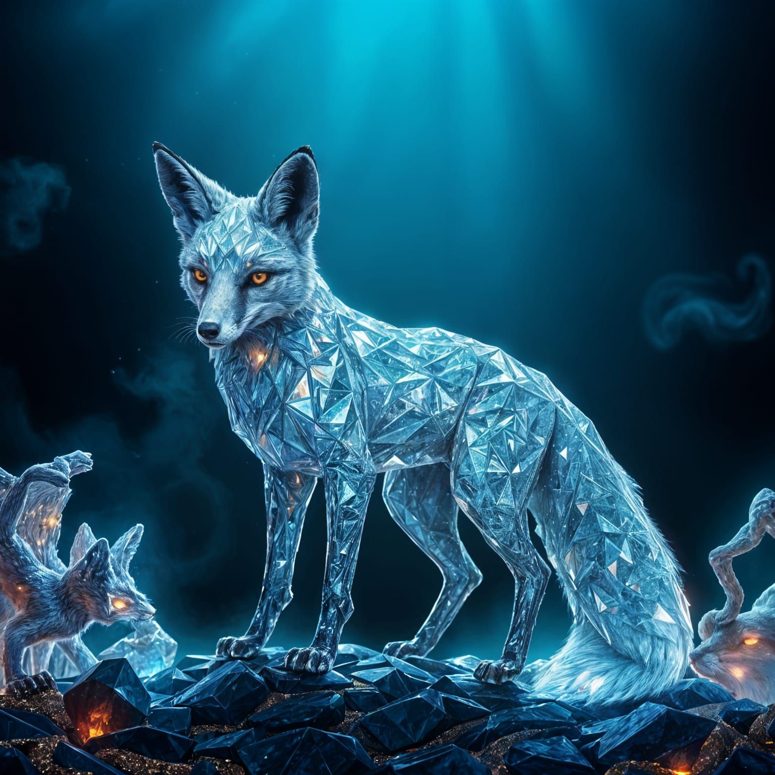 Shimmering Diamond Fox in Vibrant Fantasy
