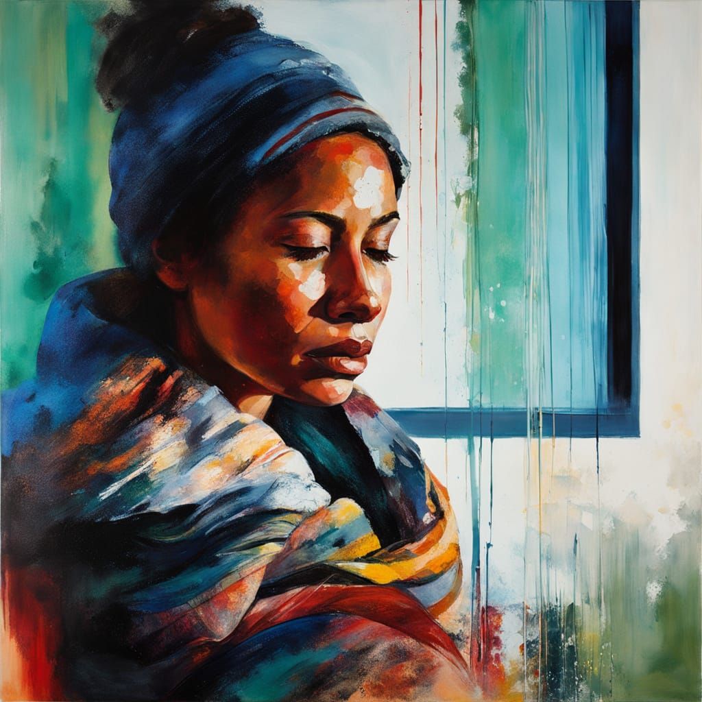 shivering in the cold in a parking garage