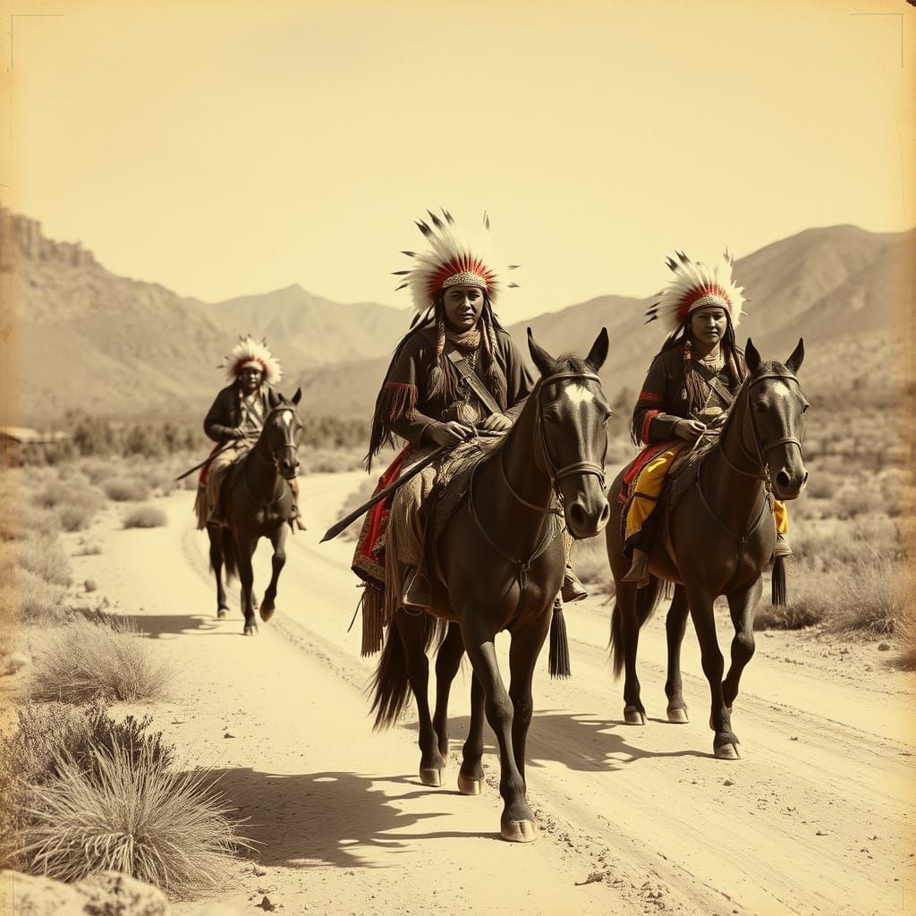 Chiricahua Apache Women in Traditional Regalia