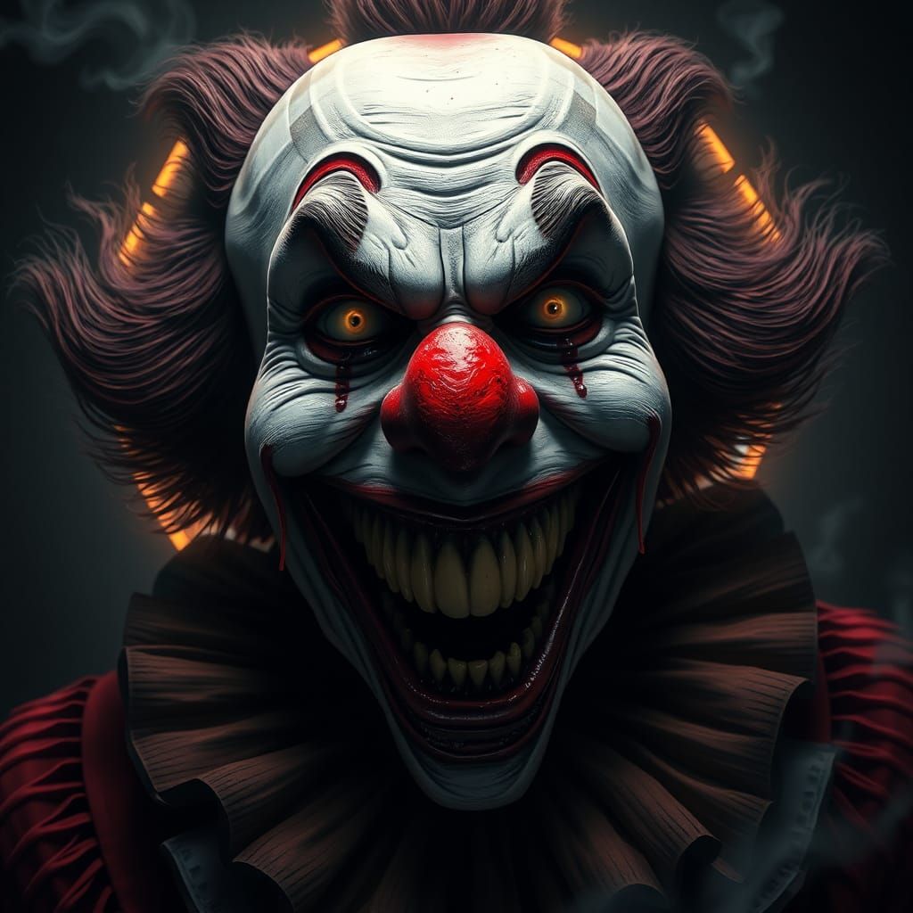 Grotesque Clown Portrait in Art Nouveau Style