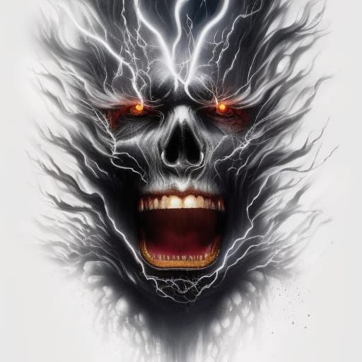 Frankenstein's Monster Struck by Lightning: Digital Art