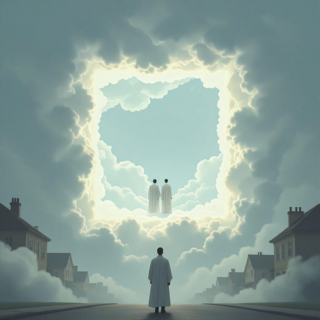 Surreal Cloud Portal Reveals Heavenly Figures