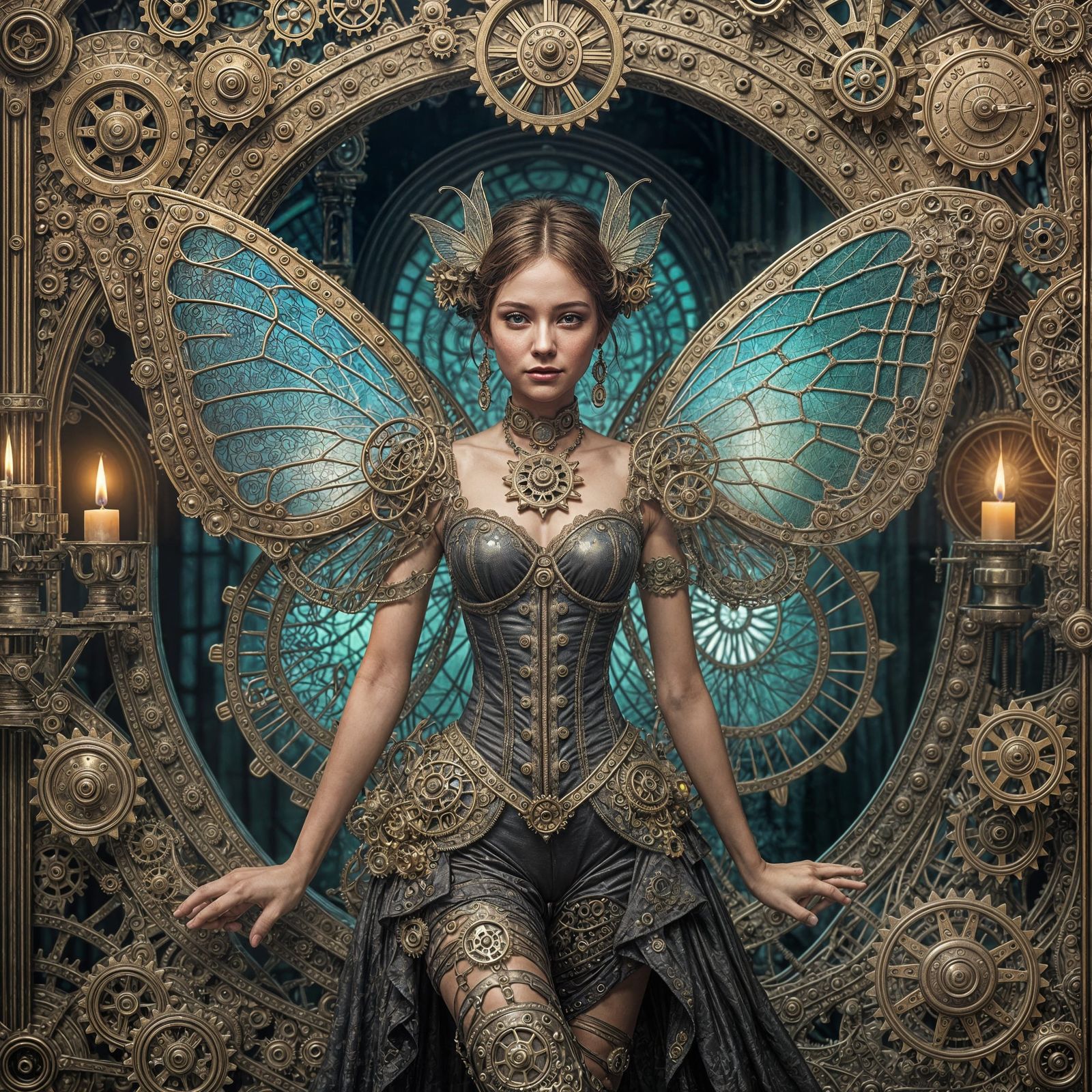 Steampunk Faerie Amidst Gearwork Majesty