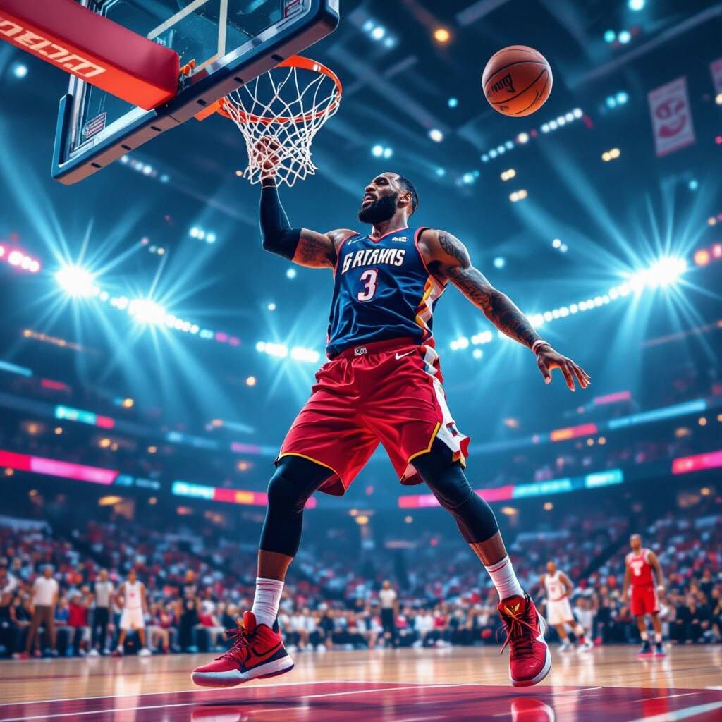 Lebron James Dunks in Digital Art Style