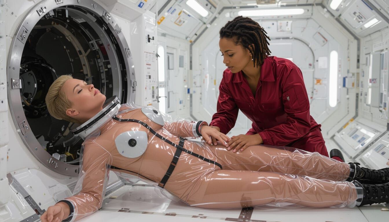 Hyperrealistic Space Rescue: Woman Intubation Scene