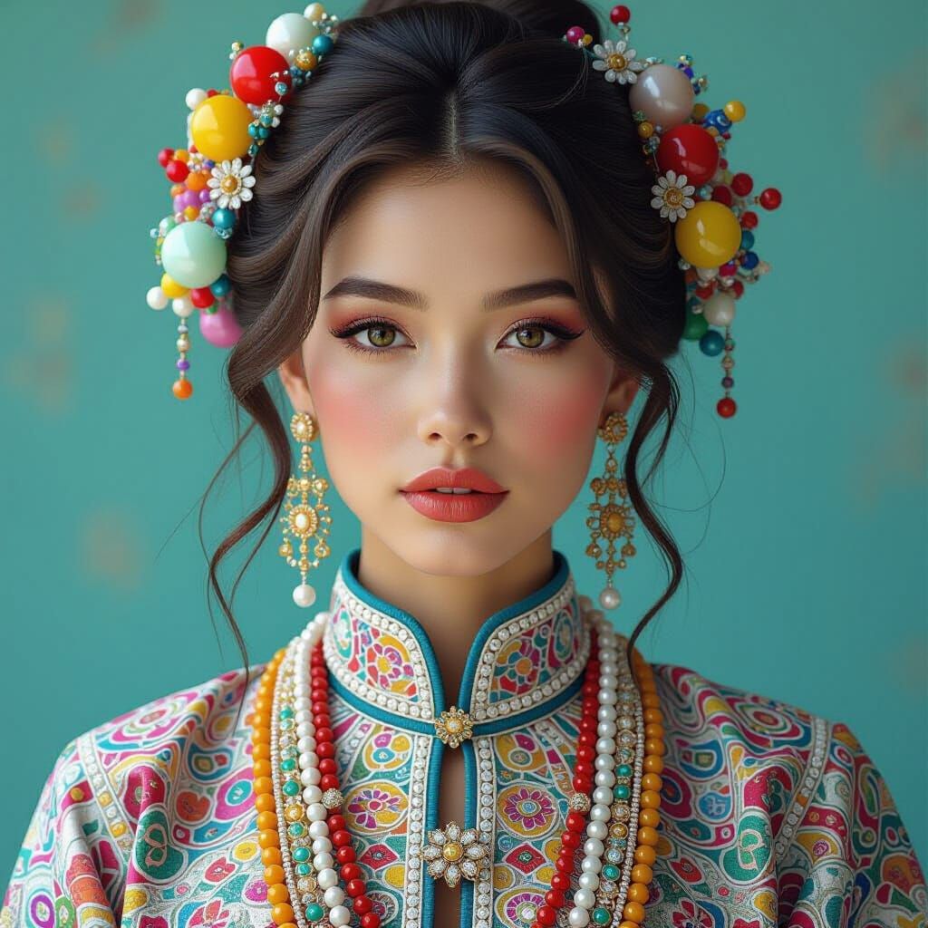 Beaded Mosaic: Portrait of a Young Woman