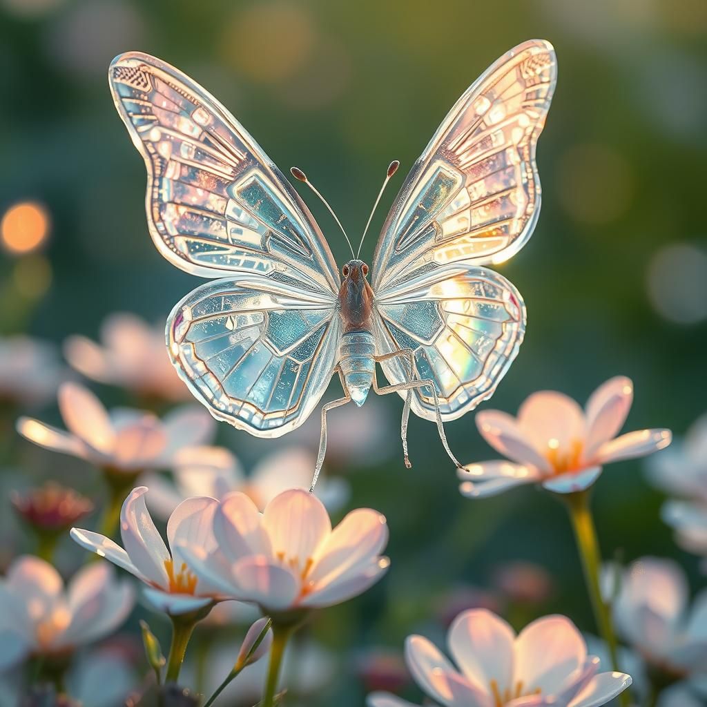 Crystalline Butterfly with Translucent Wings