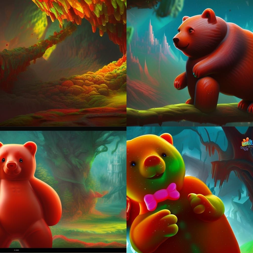 Fantastical Gummy Bear in Detailed Matte Painting