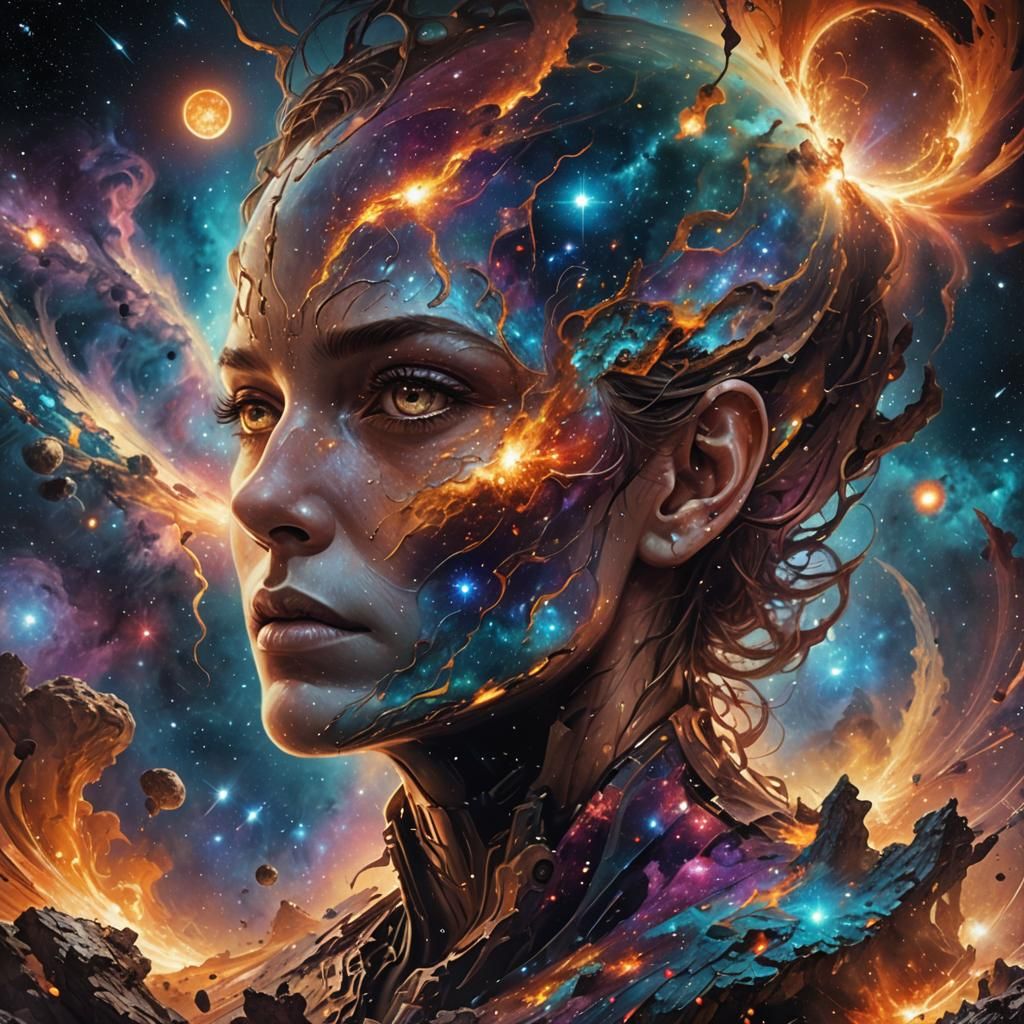 Colorful Distant Galaxies in Hyperrealistic Concept Art