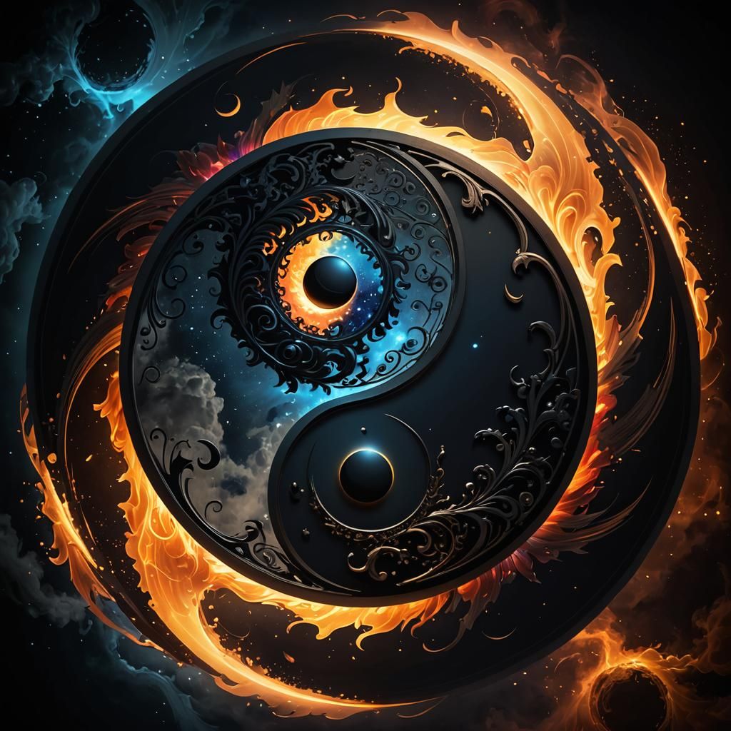 Yin-Yang Illustration of Light and Darkness