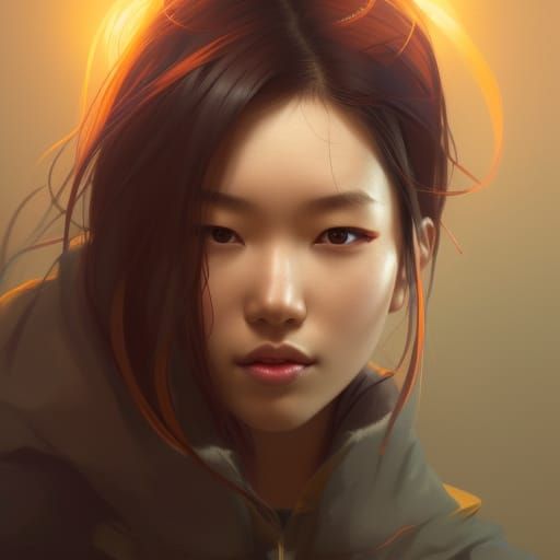 Detailed Asian Portrait in Hyperdetailed Art Style