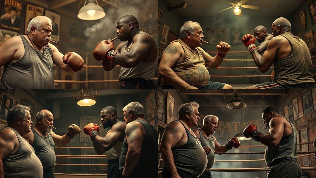 1920s Boxing Gym in Sepia Tone