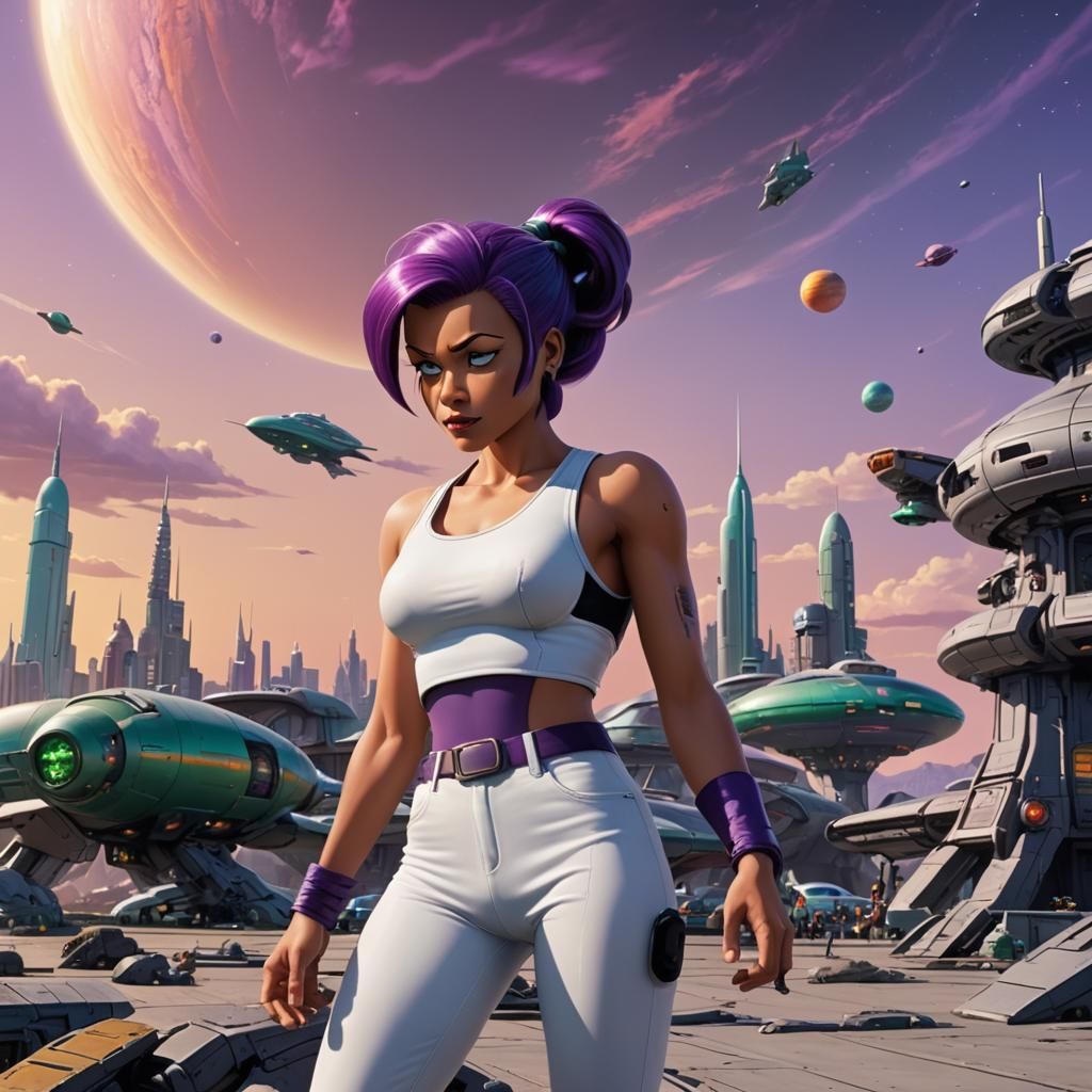 Futurama's Leela in a Cinematic Digital Matte Painting