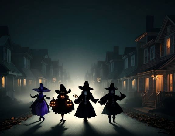 Fluorescent Haunted Halloween Night Trick-or-Treat