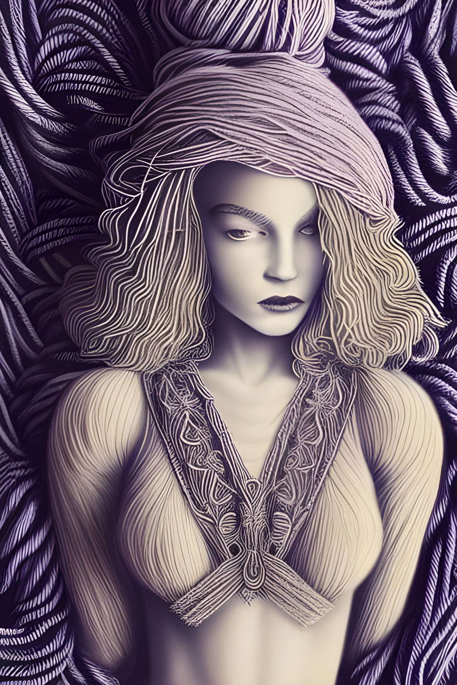 Goddess of Yarn: Hyperdetailed Hyperrealistic Illustration