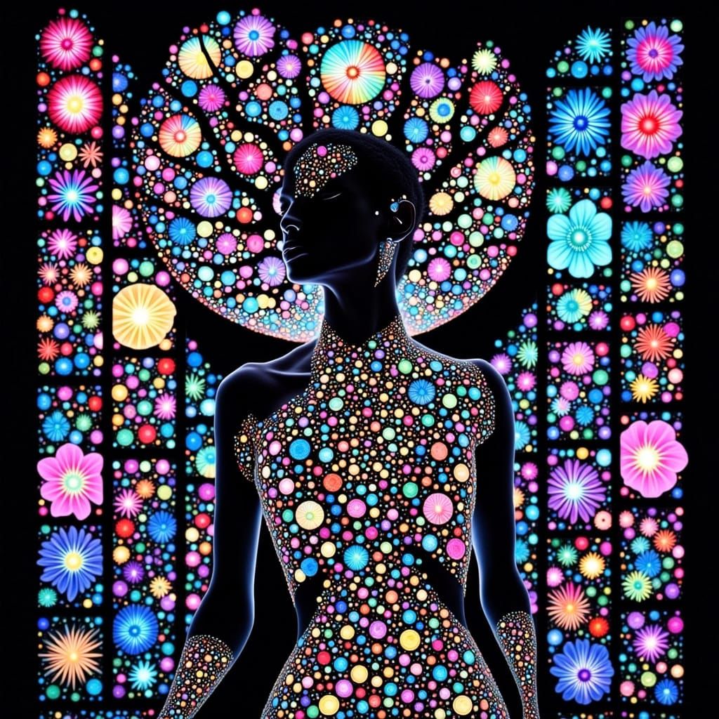 Exquisite Alien Fashion Model in Radiant Light Art