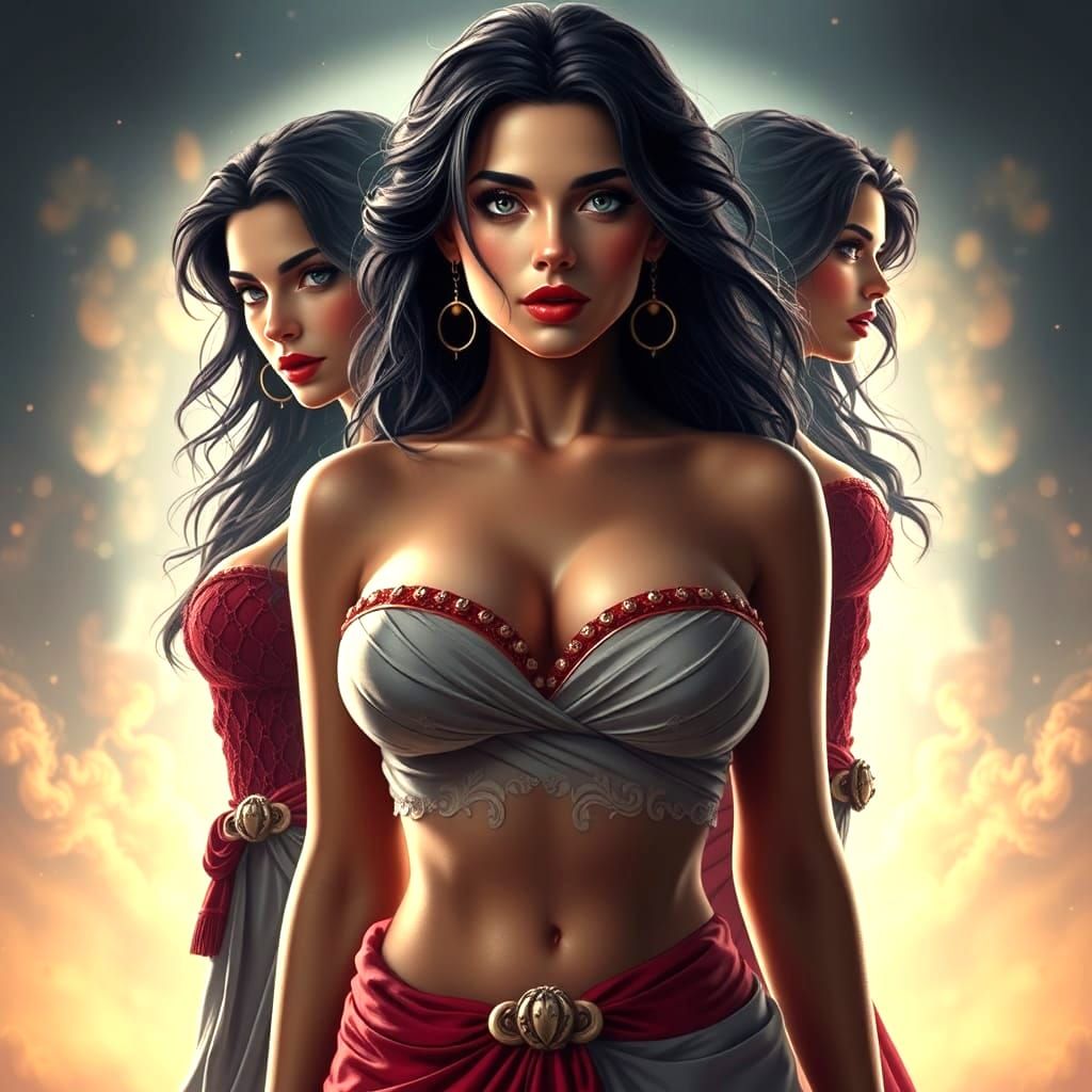 Greek Woman: Three Looks in a Movie Poster Style