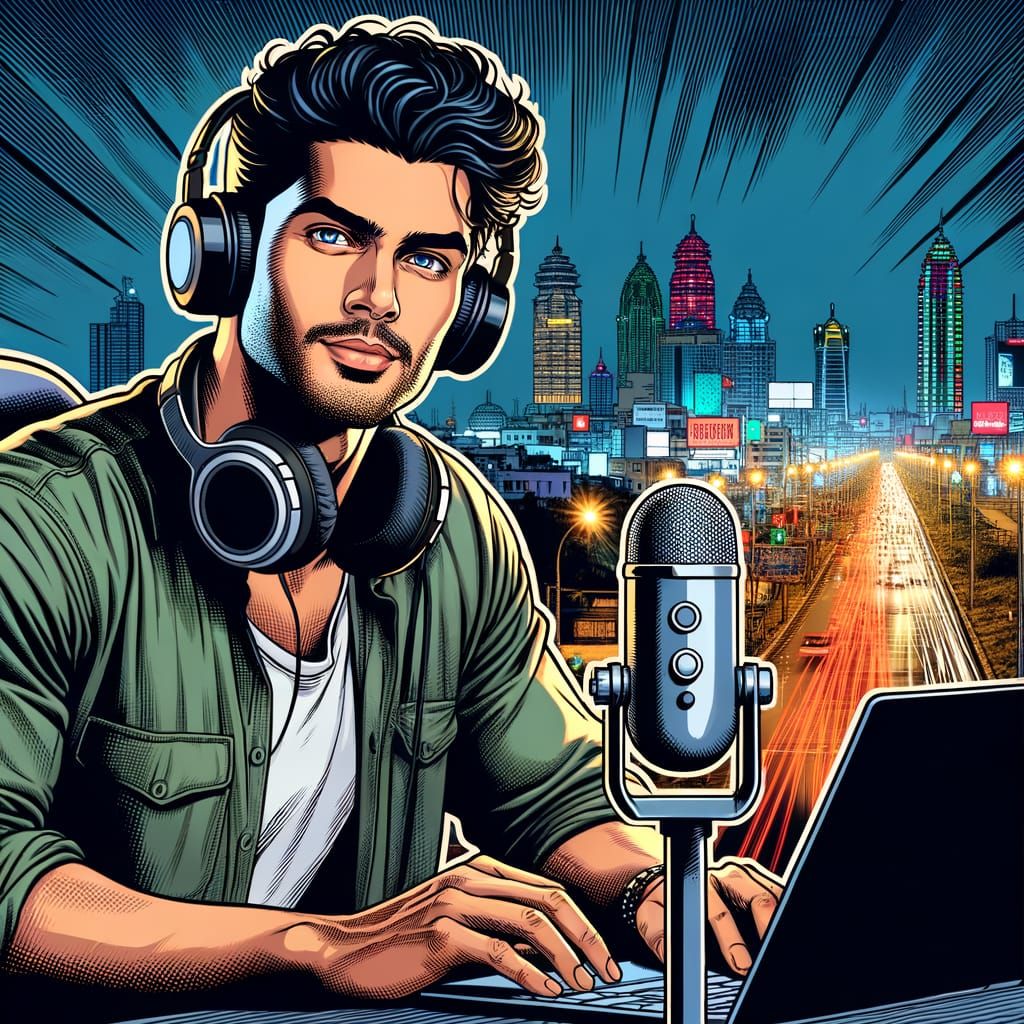 Podcast Creator in Comic Book Style, Chennai