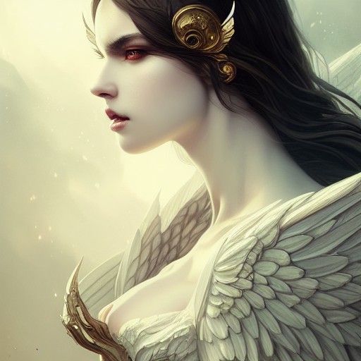 Fallen Angel in Intricate Armor: Digital Illustration