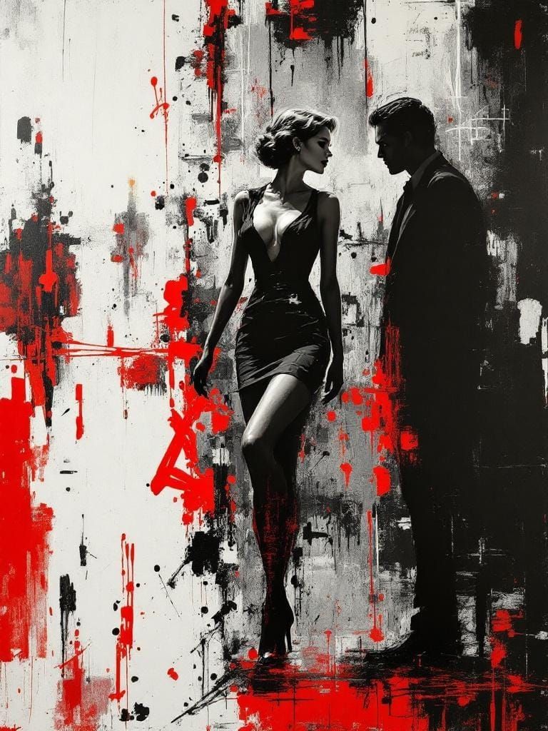 Pin-Up Woman in Abstract Expressionist Style