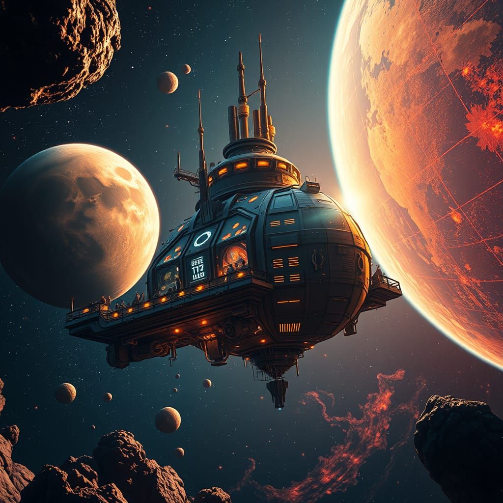 Intricate Space Station Concept Art in 8K