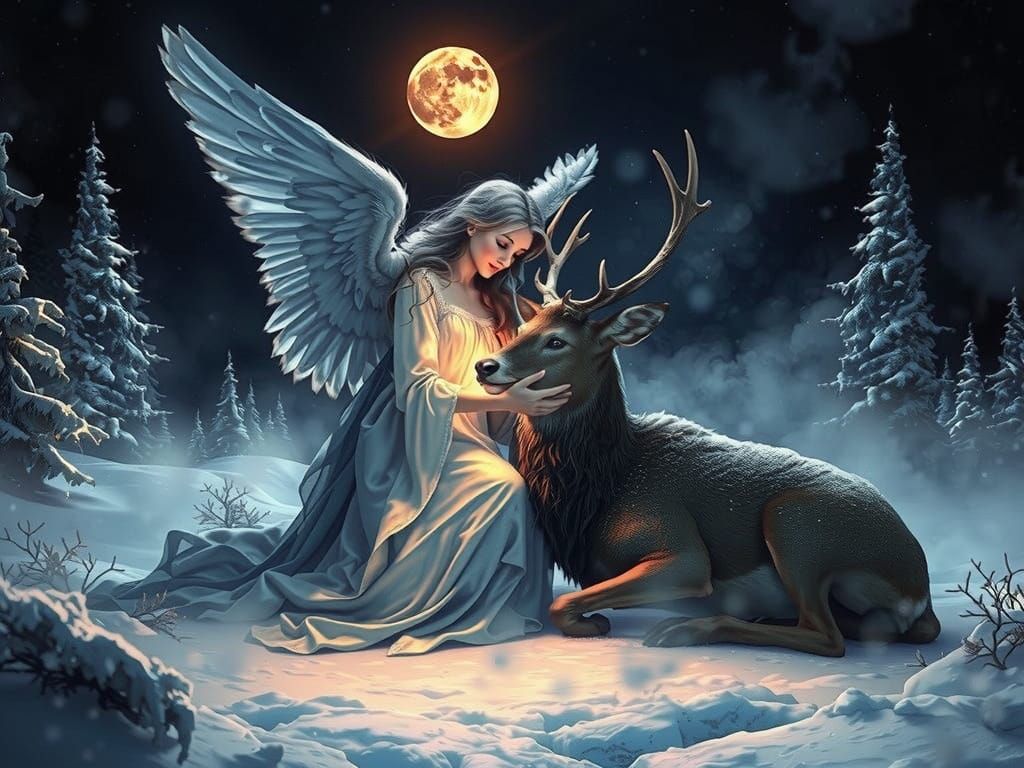 Serene Angel in Winter Wonderland