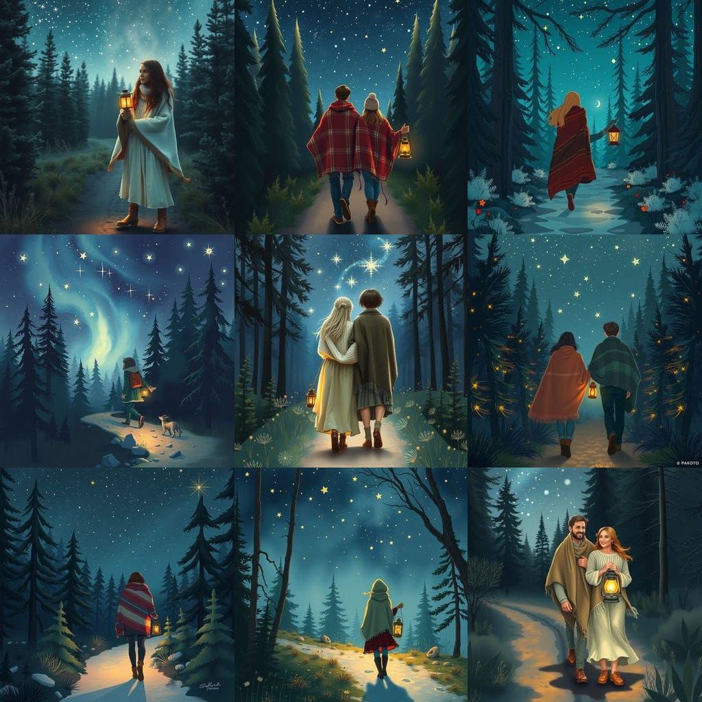 Starlit Forest Trail: A Romantic Night Walk
