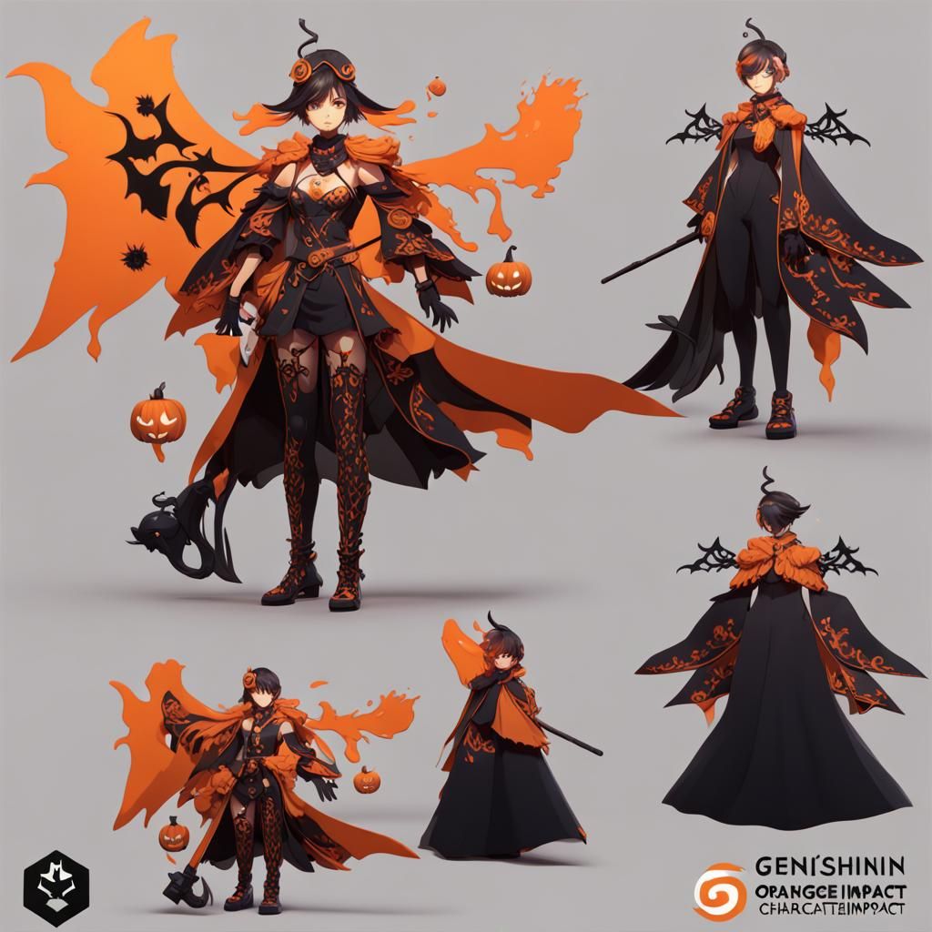 Halloween-Themed Genshin Impact Character in Detailed Digita...